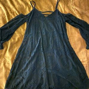 Navy Lace Dress - Exposed Shoulders